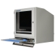 Vista destra dell’armadio compatto porta computer IP54 con cassetto tastiera aperto