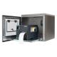 Contenitore di stampante industriale acciaio inox aperto con una stampante termica Printronix T4000