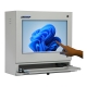 Vista sinistra del armadio per monitor touch robusto per industria