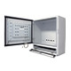 Il monitor touchscreen industriale widescreen con sportello e ripiano aperti | PENC-450