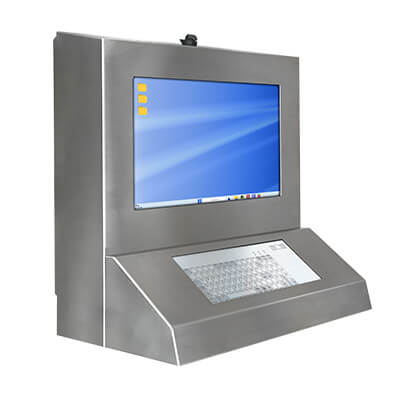 Sistema PC ATEX inox per aree Zona 2 Vista laterale destra del sistema PC ATEX inox